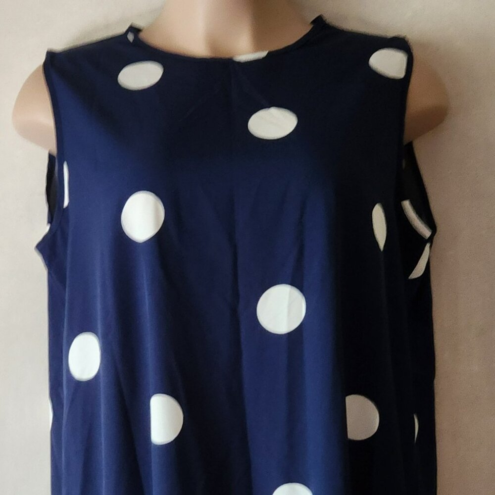 Shein Curve dress sz 2X navy polka dot lightweight EUC